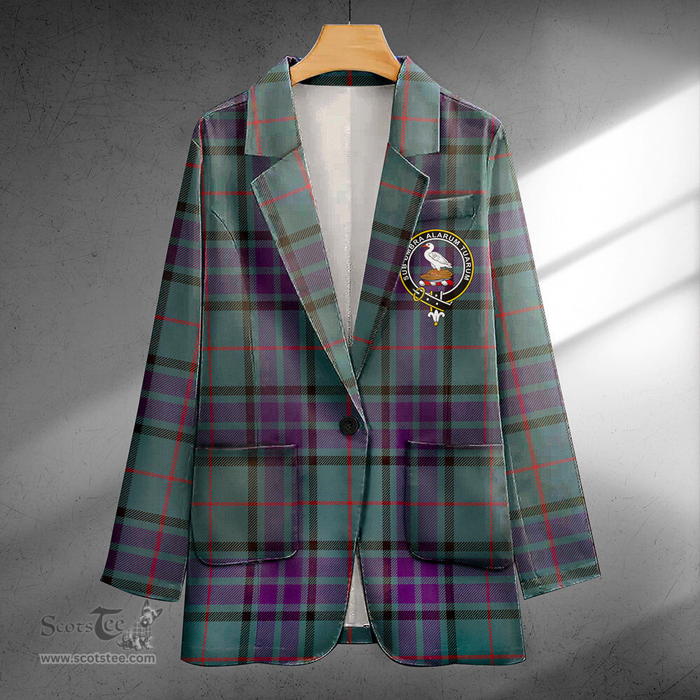 ScotsTee Shop Lauder Weathered Clan Crest Casual Tartan Flat Lapel Collar Blazer Tartan Blazer Cotton