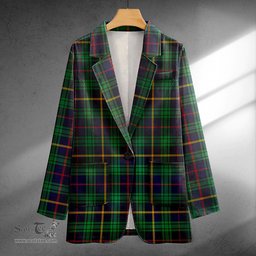 ScotsTee Shop MacCainsh Modern Clan Crest Casual Tartan Flat Lapel Collar Blazer Tartan Blazer Cotton