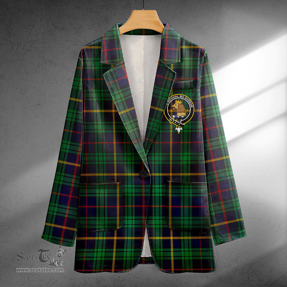 ScotsTee Shop MacCainsh Modern Clan Crest Casual Tartan Flat Lapel Collar Blazer Tartan Blazer Cotton