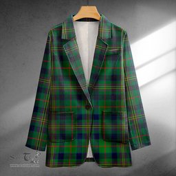 ScotsTee Shop Kennedy Modern Clan Crest Casual Tartan Flat Lapel Collar Blazer Tartan Blazer Cotton