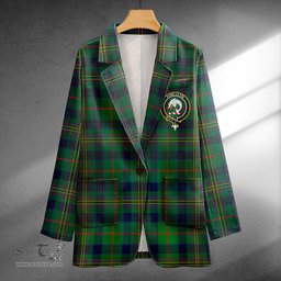 ScotsTee Shop Kennedy Modern Clan Crest Casual Tartan Flat Lapel Collar Blazer Tartan Blazer Cotton