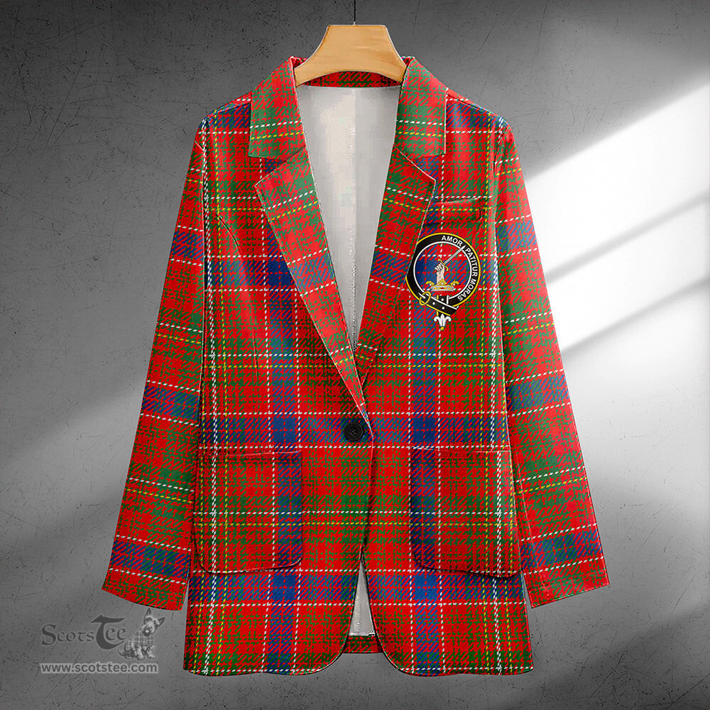 ScotsTee Shop Lumsden Waistcoat Modern Clan Crest Casual Tartan Flat Lapel Collar Blazer Tartan Blazer Cotton