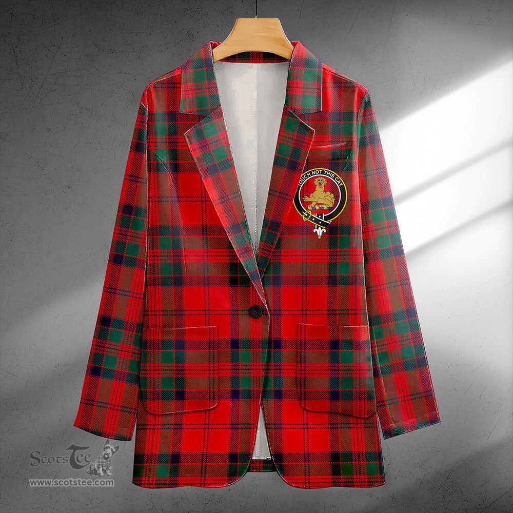 ScotsTee Shop MacGillivray Modern Clan Crest Casual Tartan Flat Lapel Collar Blazer Tartan Blazer Cotton