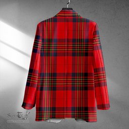 ScotsTee Shop Leslie Modern Clan Crest Casual Tartan Flat Lapel Collar Blazer Tartan Blazer Cotton