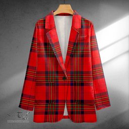 ScotsTee Shop Leslie Modern Clan Crest Casual Tartan Flat Lapel Collar Blazer Tartan Blazer Cotton