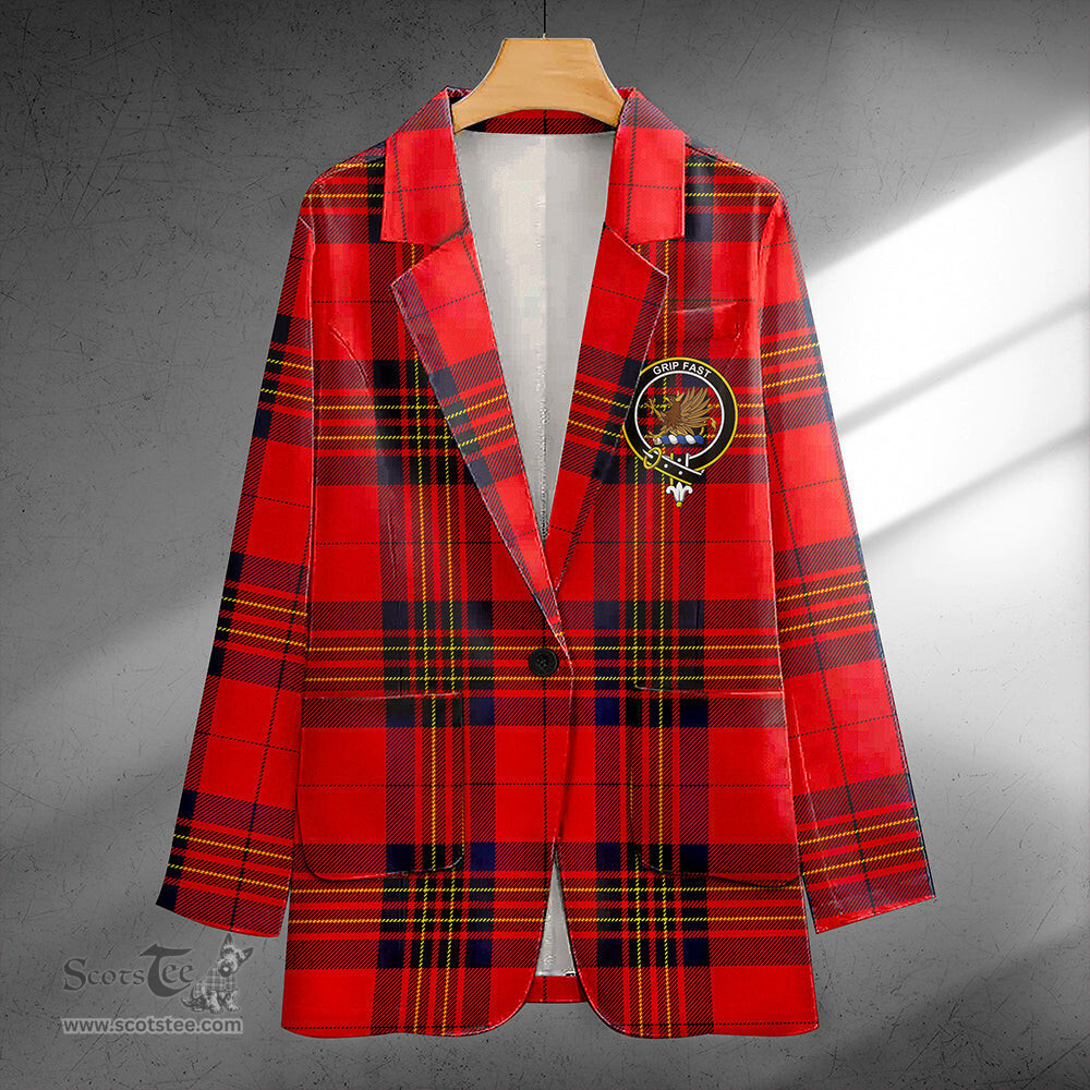 ScotsTee Shop Leslie Modern Clan Crest Casual Tartan Flat Lapel Collar Blazer Tartan Blazer Cotton