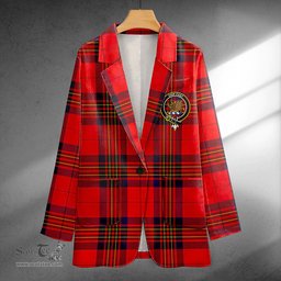 ScotsTee Shop Leslie Modern Clan Crest Casual Tartan Flat Lapel Collar Blazer Tartan Blazer Cotton