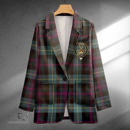 ScotsTee Shop Huntly Gordon Gathering 2000 Weathered Clan Crest Casual Tartan Flat Lapel Collar Blazer Tartan Blazer Cotton