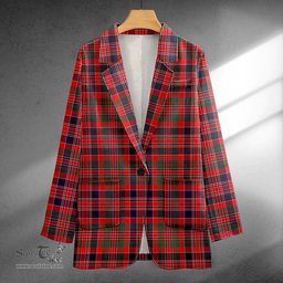 ScotsTee Shop MacDonald of Boisdale (Donald Boisdale) Modern Clan Crest Casual Tartan Flat Lapel Collar Blazer Tartan Blazer Cotton