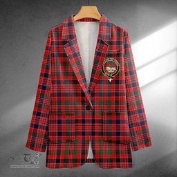 ScotsTee Shop MacDonald of Boisdale (Donald Boisdale) Modern Clan Crest Casual Tartan Flat Lapel Collar Blazer Tartan Blazer Cotton