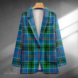 ScotsTee Shop Leslie of the Hebrides Ancient Clan Crest Casual Tartan Flat Lapel Collar Blazer Tartan Blazer Cotton