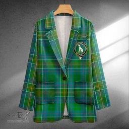 ScotsTee Shop Hunter of Hunterston (Michael of Hunterston) Ancient Clan Crest Casual Tartan Flat Lapel Collar Blazer Tartan Blazer Cotton