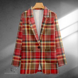 ScotsTee Shop MacGlashan Weathered Clan Crest Casual Tartan Flat Lapel Collar Blazer Tartan Blazer Cotton