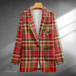 ScotsTee Shop MacGlashan Weathered Clan Crest Casual Tartan Flat Lapel Collar Blazer Tartan Blazer Cotton