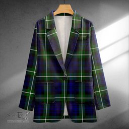 ScotsTee Shop Lammie Clan Crest Casual Tartan Flat Lapel Collar Blazer Tartan Blazer Cotton