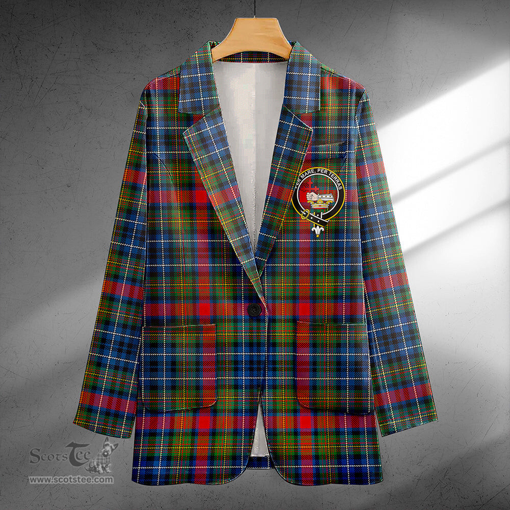 ScotsTee Shop MacDonald of P.E. Island (Donald of P.E. Island) Modern Clan Crest Casual Tartan Flat Lapel Collar Blazer Tartan Blazer Cotton