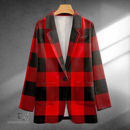ScotsTee Shop MacGregor Rob Roy (Gregor Red & Black) Modern Clan Crest Casual Tartan Flat Lapel Collar Blazer Tartan Blazer Cotton
