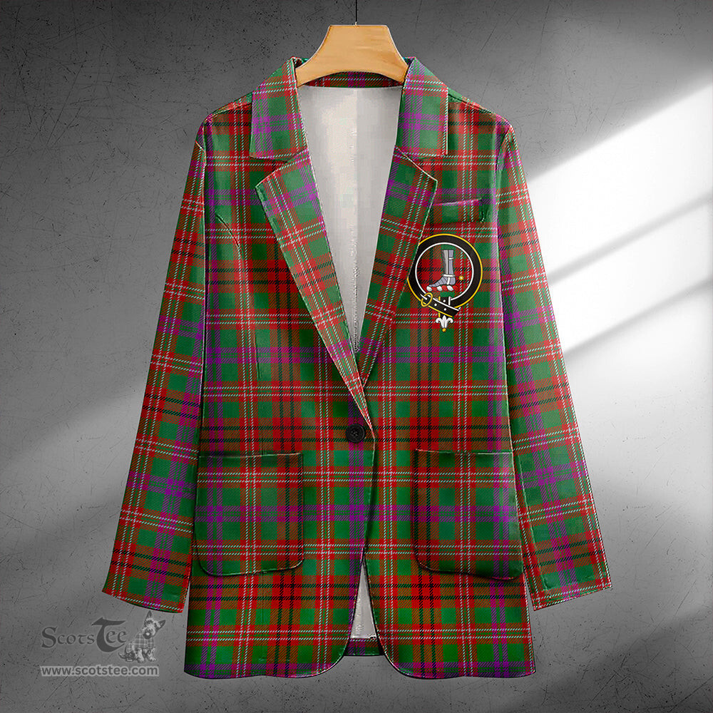 ScotsTee Shop MacCall (MacColl) Modern Clan Crest Casual Tartan Flat Lapel Collar Blazer Tartan Blazer Cotton