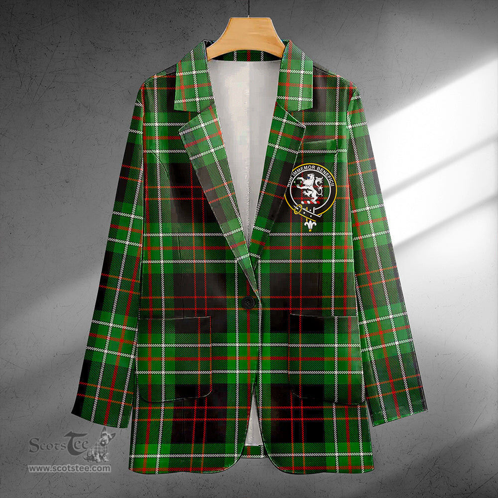 ScotsTee Shop MacDiarmid Ancient Clan Crest Casual Tartan Flat Lapel Collar Blazer Tartan Blazer Cotton