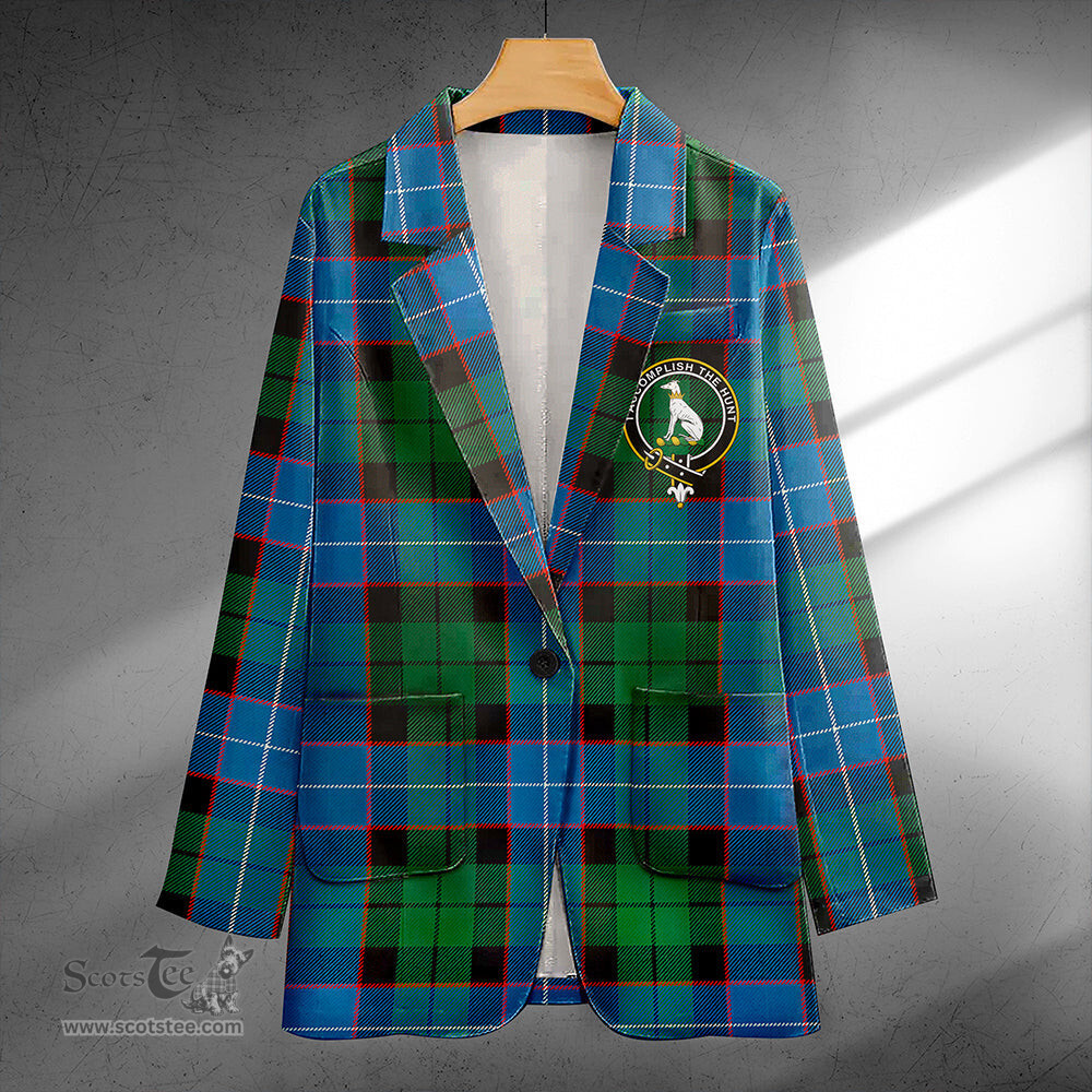 ScotsTee Shop Hunter (Michael) Ancient Clan Crest Casual Tartan Flat Lapel Collar Blazer Tartan Blazer Cotton