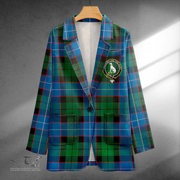 ScotsTee Shop Hunter (Michael) Ancient Clan Crest Casual Tartan Flat Lapel Collar Blazer Tartan Blazer Cotton