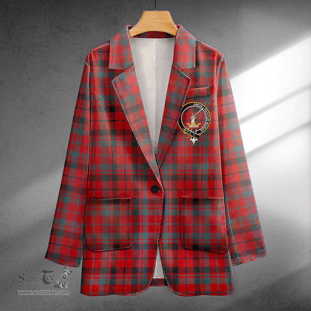 ScotsTee Shop Lumsden of Kintore Weathered Clan Crest Casual Tartan Flat Lapel Collar Blazer Tartan Blazer Cotton