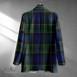 ScotsTee Shop Lennie Modern Clan Crest Casual Tartan Flat Lapel Collar Blazer Tartan Blazer Cotton
