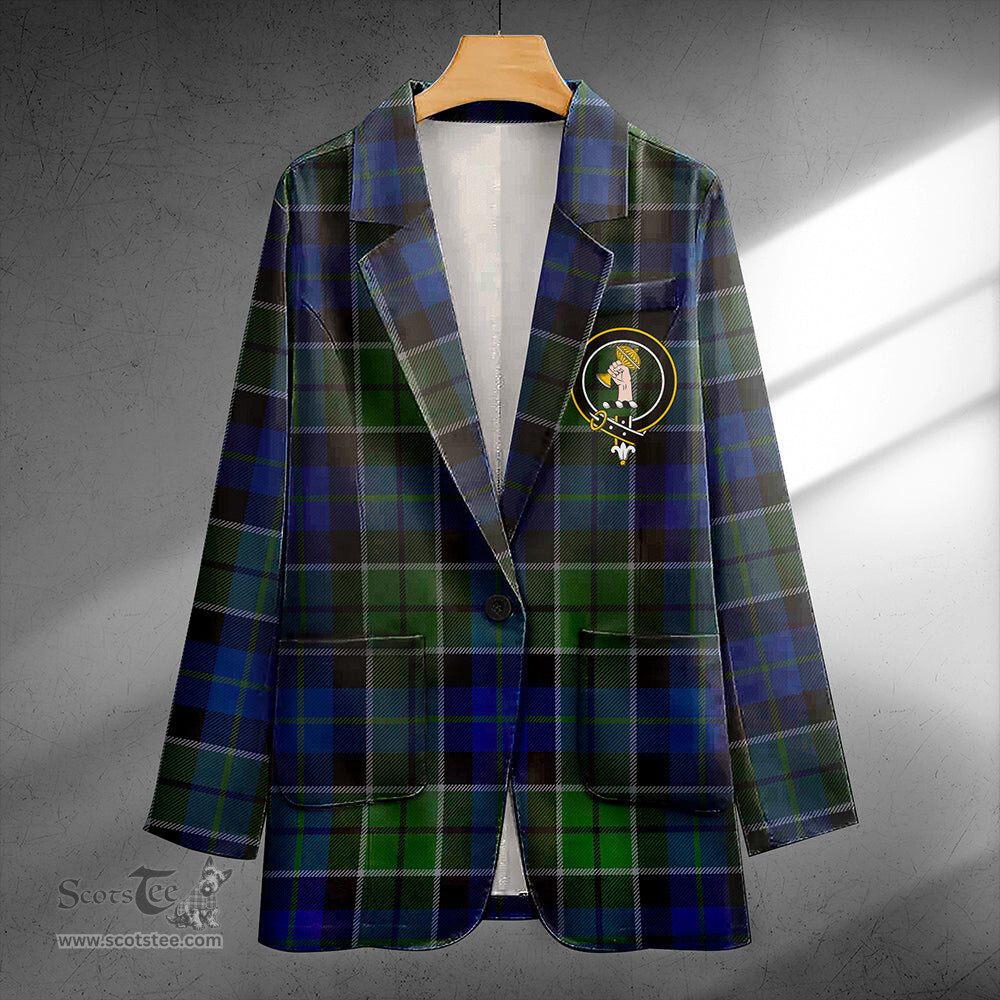 ScotsTee Shop Lennie Modern Clan Crest Casual Tartan Flat Lapel Collar Blazer Tartan Blazer Cotton