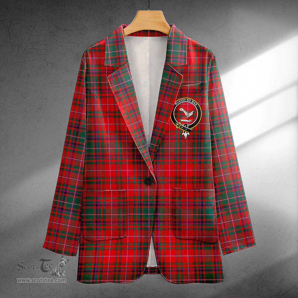 ScotsTee Shop MacDougall Modern Clan Crest Casual Tartan Flat Lapel Collar Blazer Tartan Blazer Cotton
