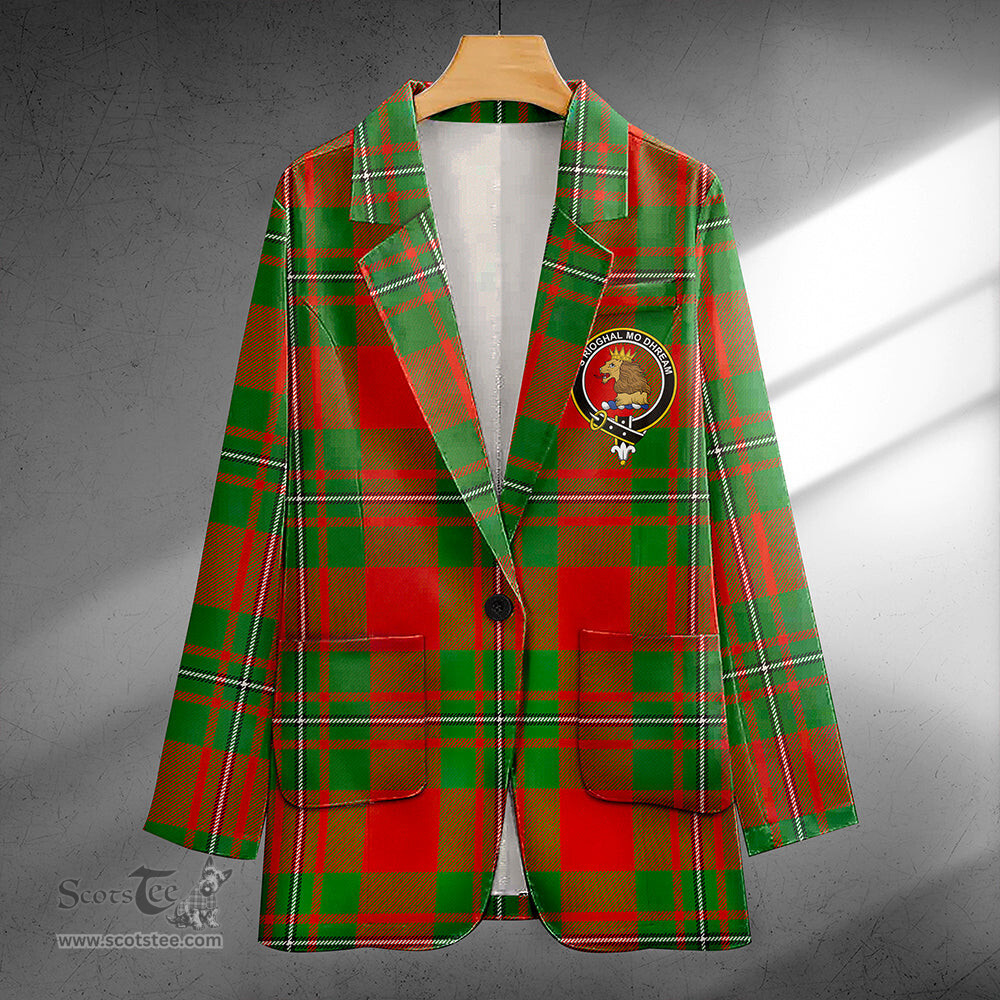 ScotsTee Shop MacGregor of Cardney (Gregor of Cardney) Ancient Clan Crest Casual Tartan Flat Lapel Collar Blazer Tartan Blazer Cotton