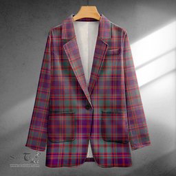 ScotsTee Shop MacIntyre of Glenorchy Weathered Clan Crest Casual Tartan Flat Lapel Collar Blazer Tartan Blazer Cotton