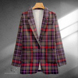 ScotsTee Shop MacDonald of P.E. Island (Donald of P.E. Island) Weathered Clan Crest Casual Tartan Flat Lapel Collar Blazer Tartan Blazer Cotton