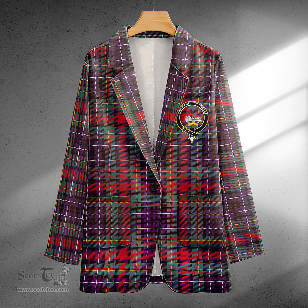 ScotsTee Shop MacDonald of P.E. Island (Donald of P.E. Island) Weathered Clan Crest Casual Tartan Flat Lapel Collar Blazer Tartan Blazer Cotton