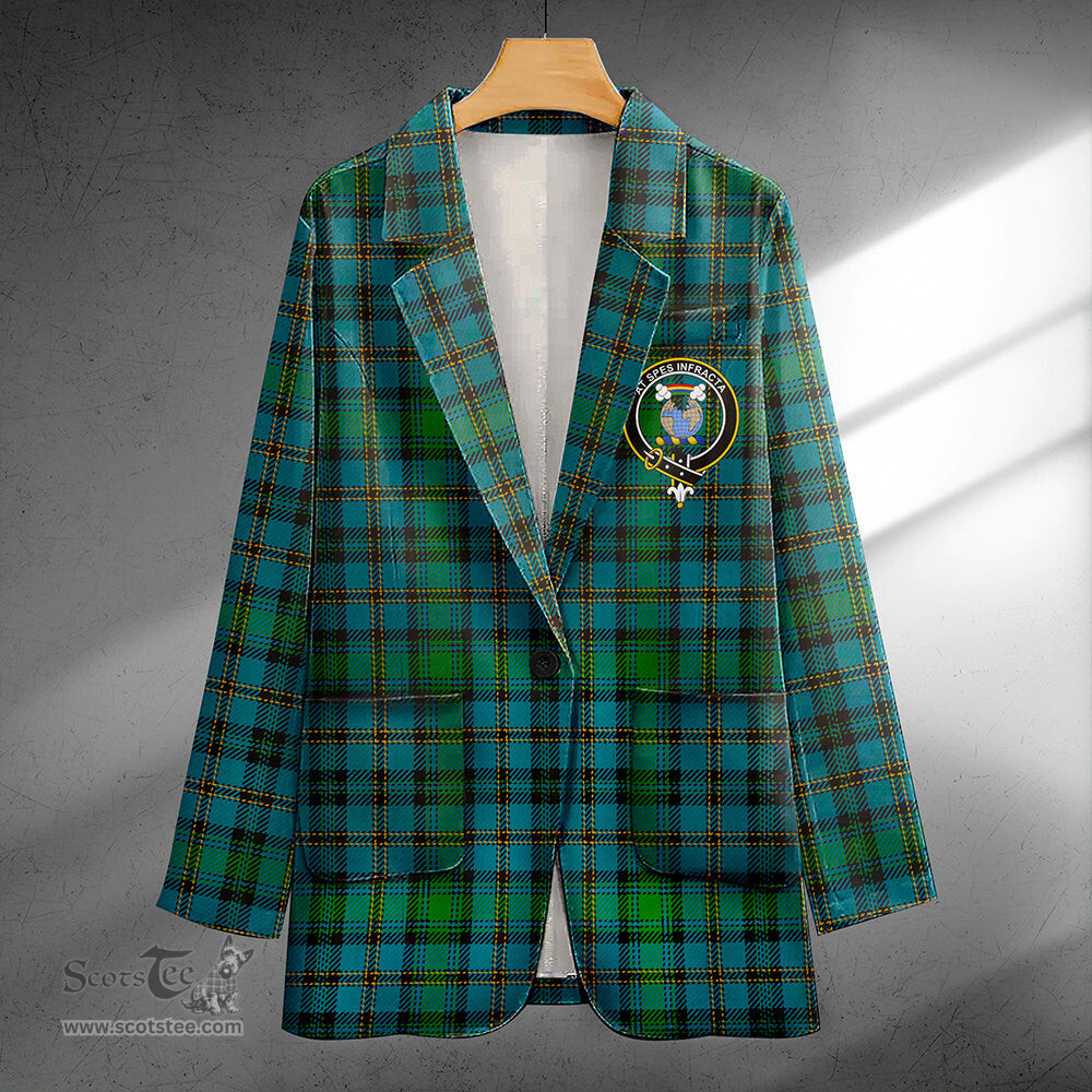 ScotsTee Shop Hope Vere Ancient Clan Crest Casual Tartan Flat Lapel Collar Blazer Tartan Blazer Cotton