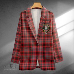 ScotsTee Shop Innes Red Ancient Clan Crest Casual Tartan Flat Lapel Collar Blazer Tartan Blazer Cotton
