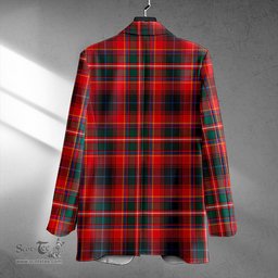 ScotsTee Shop Innes Red Weathered Clan Crest Casual Tartan Flat Lapel Collar Blazer Tartan Blazer Cotton