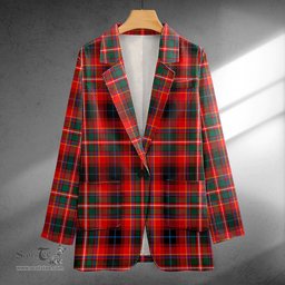 ScotsTee Shop Innes Red Weathered Clan Crest Casual Tartan Flat Lapel Collar Blazer Tartan Blazer Cotton