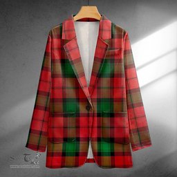 ScotsTee Shop Kerr Ancient Clan Crest Casual Tartan Flat Lapel Collar Blazer Tartan Blazer Cotton