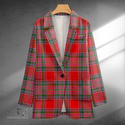 ScotsTee Shop MacBean (MacBain) Modern Clan Crest Casual Tartan Flat Lapel Collar Blazer Tartan Blazer Cotton