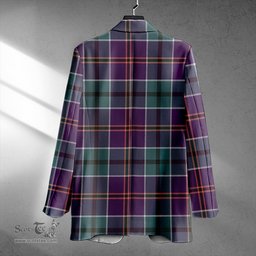 ScotsTee Shop Leslie of the Hebrides Weathered Clan Crest Casual Tartan Flat Lapel Collar Blazer Tartan Blazer Cotton