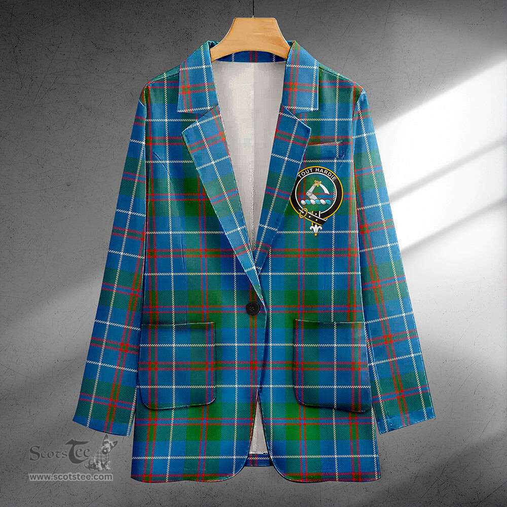 ScotsTee Shop MacHardy Ancient Clan Crest Casual Tartan Flat Lapel Collar Blazer Tartan Blazer Cotton