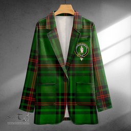 ScotsTee Shop Logie Clan Crest Casual Tartan Flat Lapel Collar Blazer Tartan Blazer Cotton