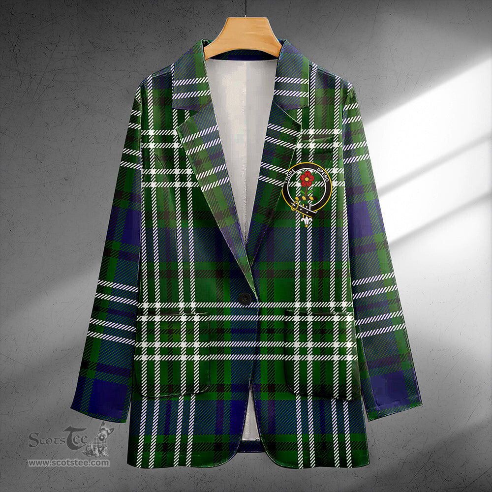 ScotsTee Shop Learmonth Clan Crest Casual Tartan Flat Lapel Collar Blazer Tartan Blazer Cotton