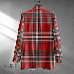 ScotsTee Shop MacFarlane Red Weathered Clan Crest Casual Tartan Flat Lapel Collar Blazer Tartan Blazer Cotton