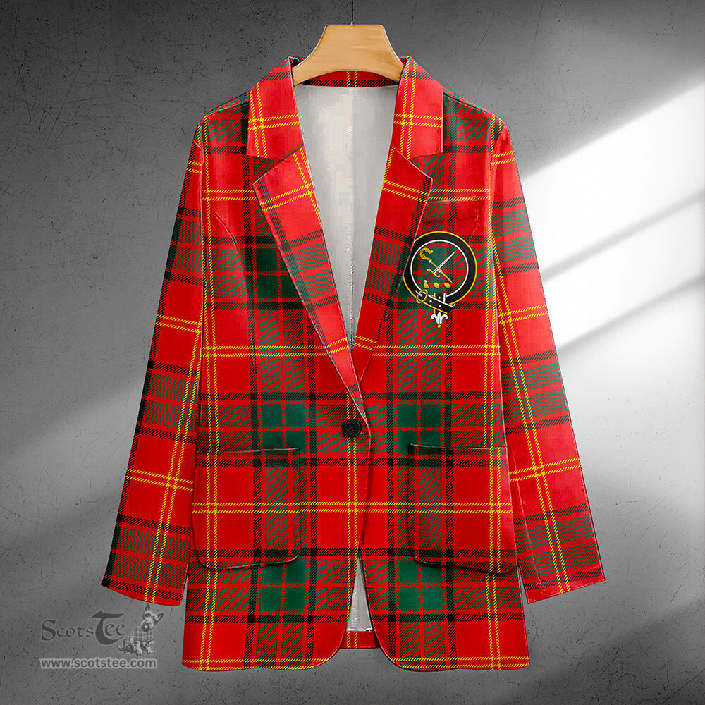 ScotsTee Shop Kirk Modern Clan Crest Casual Tartan Flat Lapel Collar Blazer Tartan Blazer Cotton