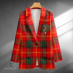 ScotsTee Shop Kirk Modern Clan Crest Casual Tartan Flat Lapel Collar Blazer Tartan Blazer Cotton