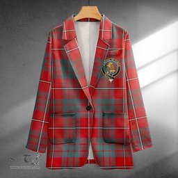ScotsTee Shop MacGregor of Balquhidder (Gregor of Balquhidder) Weathered Clan Crest Casual Tartan Flat Lapel Collar Blazer Tartan Blazer Cotton