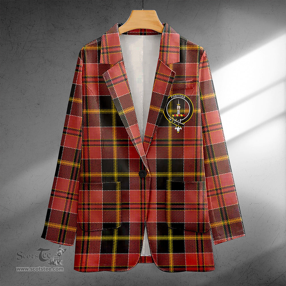 ScotsTee Shop MacAlister of Skye Ancient Clan Crest Casual Tartan Flat Lapel Collar Blazer Tartan Blazer Cotton
