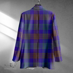 ScotsTee Shop Lang (Laing) Weathered Clan Crest Casual Tartan Flat Lapel Collar Blazer Tartan Blazer Cotton