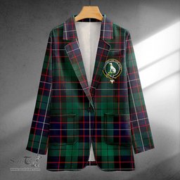 ScotsTee Shop Hunter (Michael) Modern Clan Crest Casual Tartan Flat Lapel Collar Blazer Tartan Blazer Cotton